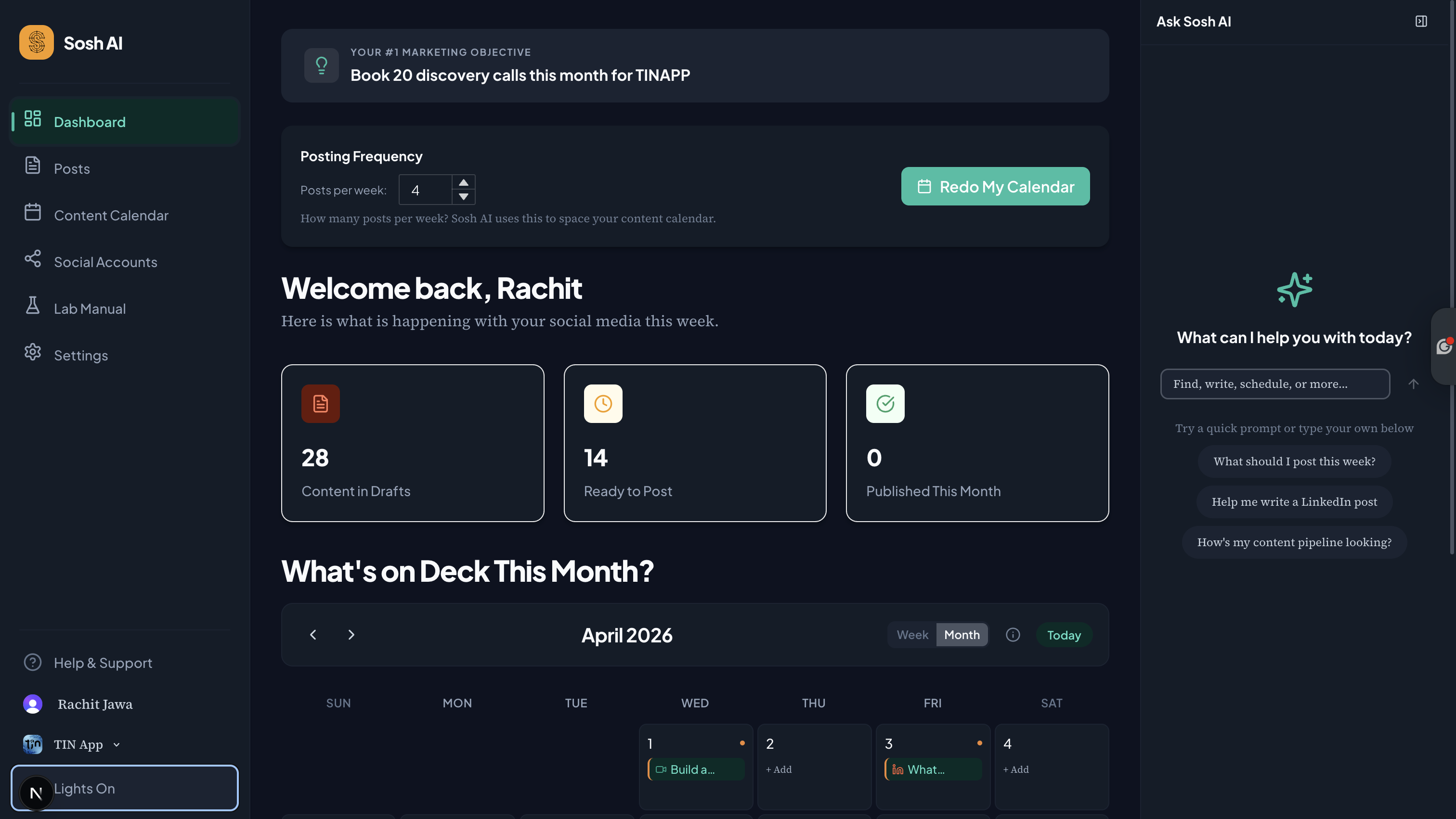 Soshlabs.ai dashboard screenshot